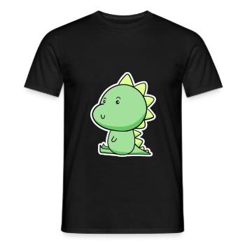 Cheerful Dino Cartoon Green - Men's T-Shirt - black - Front - AI Model Male 178 light (178cm)