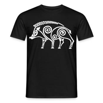 sanglier celte blanc - T-shirt homme - noir - Devant - AI Model Male 178 light (178cm)