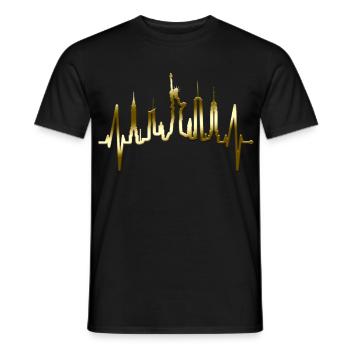 New York Skyline Heartbeat Heart Pulse États-Unis Or - T-shirt homme - noir - Devant - AI Model Male 178 light (178cm)