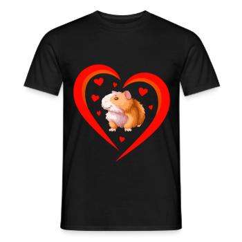 Coeur avec hamster mignon - T-shirt homme - noir - Devant - AI Model Male 178 light (178cm)