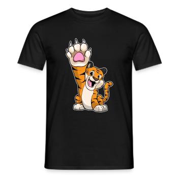 Lustiger Tiger High five - Männer T-Shirt - Schwarz - Vorne - AI Model Male 178 light (178cm)