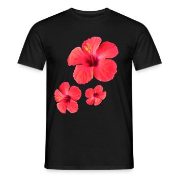 Rote Hibiskus Blütenpracht Drei-Fach - Männer T-Shirt - Schwarz - Vorne - AI Model Male 178 light (178cm)