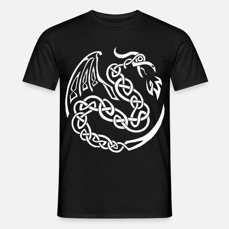 Weißer keltischer Drache - Männer T-Shirt - Schwarz