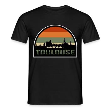 Toulouse France Skyline French Travel Souvenir - T-shirt homme - noir - Devant - AI Model Male 178 light (178cm)