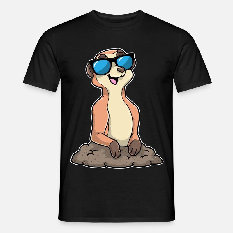 Erdmännchen mit Brille - Männer T-Shirt - Schwarz