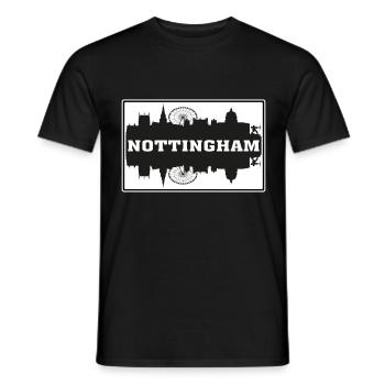Nottingham England Travel Souvenir Skyline Silhoue - Men's T-Shirt - black - Front - AI Model Male 178 light (178cm)