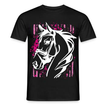 Graffiti-Stil Pferd mit Pinkem Farbsplash - Männer T-Shirt - Schwarz - Vorne - AI Model Male 178 light (178cm)