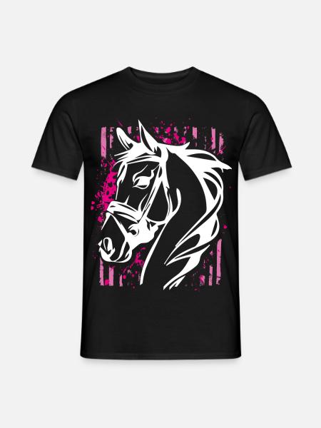 Graffiti-Stil Pferd mit Pinkem Farbsplash - Männer T-Shirt - Schwarz