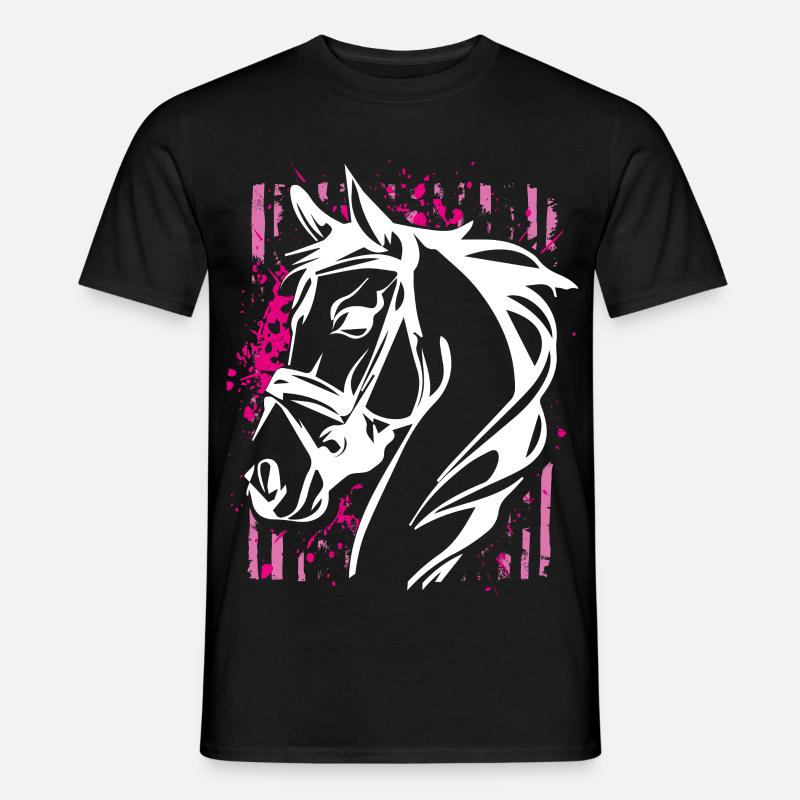 Graffiti-Stil Pferd mit Pinkem Farbsplash - Männer T-Shirt - Schwarz