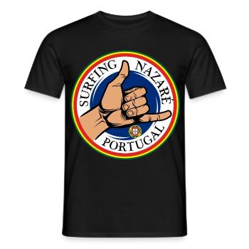 Surfing Nazaré Portugal - T-shirt homme - noir - Devant - AI Model Male 178 light (178cm)