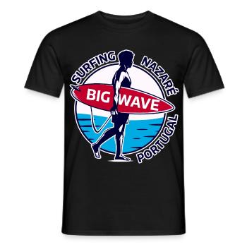 Surfing Nazaré Big Wave Portugal - Men's T-Shirt - black - Front - AI Model Male 178 light (178cm)
