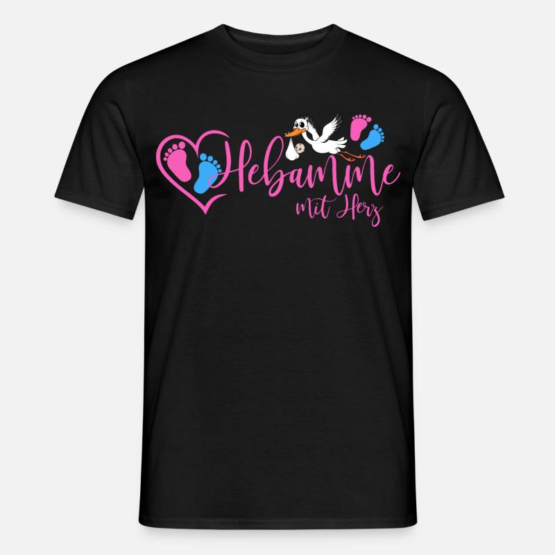 Hebamme mit Herz  - Männer T-Shirt - Schwarz