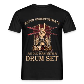 never underestimate an old man with a drum set - Men's T-Shirt - black - Front - AI Model Male 178 light (178cm)