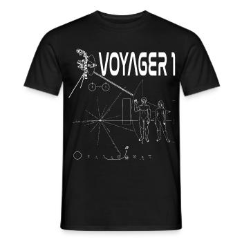 Voyager 1 space probe white - Men's T-Shirt - black - Front - AI Model Male 178 light (178cm)
