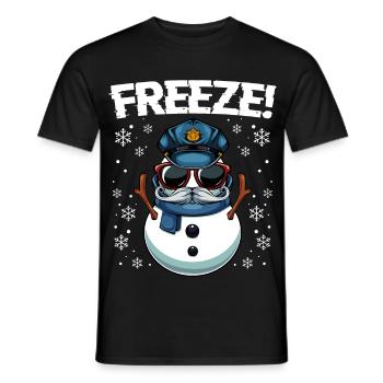 Kapitän Frost Schneemann Polizei Weihnachten - Männer T-Shirt - Schwarz - Vorne - AI Model Male 178 light (178cm)