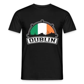 Dublin Irlande Skyline Voyage Souvenir drapeau irlandais - T-shirt homme - noir - Devant - AI Model Male 178 light (178cm)