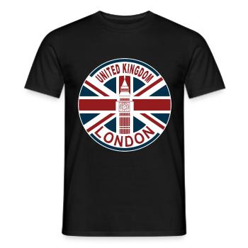 Londres Royaume-Uni Royaume-Uni Union Jack drapeau britannique - T-shirt homme - noir - Devant - AI Model Male 178 light (178cm)