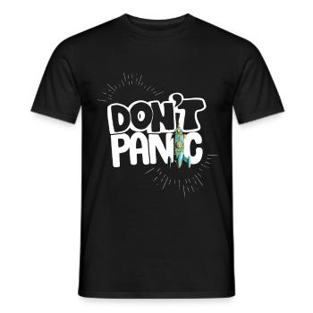 Pas de peur panique disant bande dessinée fusée humour aide - T-shirt homme - noir - Devant - AI Model Male 178 light (178cm)