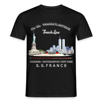 FRANCE PAQUEBOT NEW YORK - T-shirt homme - noir - Devant - AI Model Male 178 light (178cm)