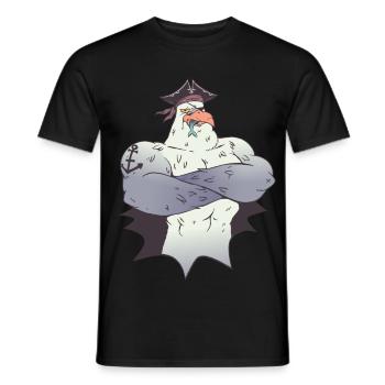 pirate seagull sea port captain seafaring ship - Men's T-Shirt - black - Front - AI Model Male 178 light (178cm)