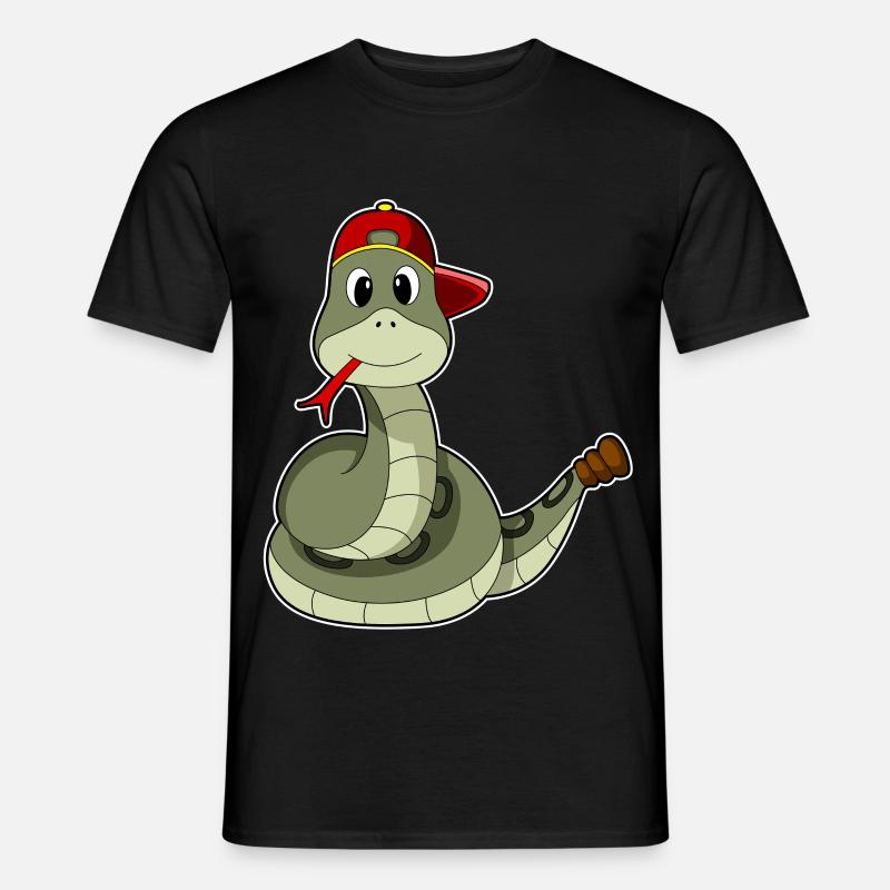 Schlange mit Cap - Männer T-Shirt - Schwarz