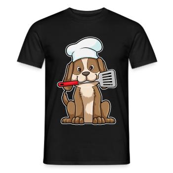 Hund Koch Pfannenwender Kochen - Männer T-Shirt - Schwarz - Vorne - AI Model Male 178 light (178cm)
