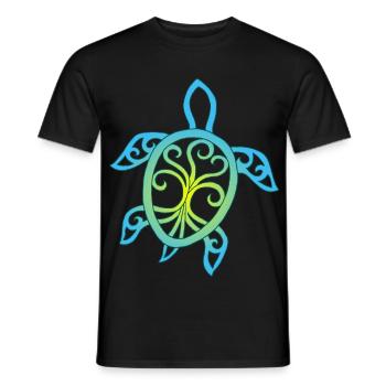 Symbole de tortue marine bleue et jaune - T-shirt homme - noir - Devant - AI Model Male 178 light (178cm)