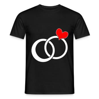 Wedding ring marriage ring engagement - Men's T-Shirt - black - Front - AI Model Male 178 light (178cm)