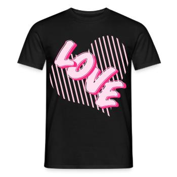 Police en forme de cœur rose néon Love - T-shirt homme - noir - Devant - AI Model Male 178 light (178cm)