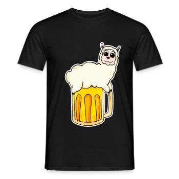 Alpaca and beer - Men's T-Shirt - black - Front - AI Model Male 178 light (178cm)