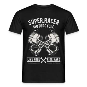 Super Racer Motorcycle V2 Motor Biker Chemise de moto - T-shirt homme - noir - Devant - AI Model Male 178 light (178cm)