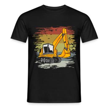 Excavator Construction Site Retro - Men's T-Shirt - black - Front - AI Model Male 178 light (178cm)