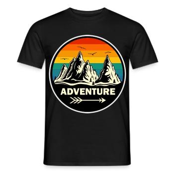 Mountains, Hiking, Adventure, Mountaineering, Adventure - Men's T-Shirt - black - Front - AI Model Male 178 light (178cm)