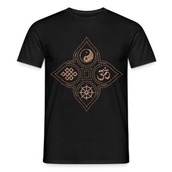 Yin Yang relief en pierre om dharmachakra noeud - T-shirt homme - noir - Devant - AI Model Male 178 light (178cm)