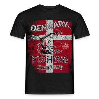 Denmark Fishing Flag Fishing Fish Design - Men's T-Shirt - black - Front - AI Model Male 178 light (178cm)