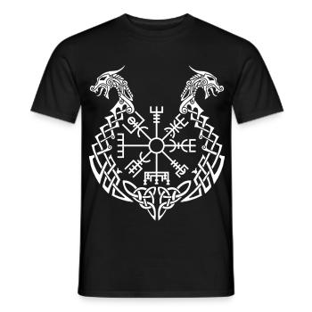 Weißer Drache und Wikingerkompass - Männer T-Shirt - Schwarz - Vorne - AI Model Male 178 light (178cm)