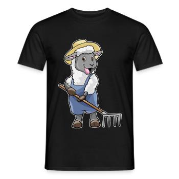 Schaf Landwirt Harke Bauernhof - Männer T-Shirt - Schwarz - Vorne - AI Model Male 178 light (178cm)