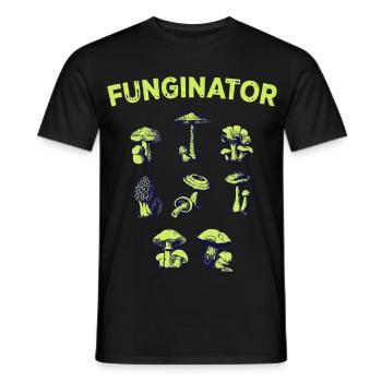 Funginator Mushroom Species Mushroom Collector Mushroom Mushroom Collector - Men's T-Shirt - black - Front - AI Model Male 178 light (178cm)