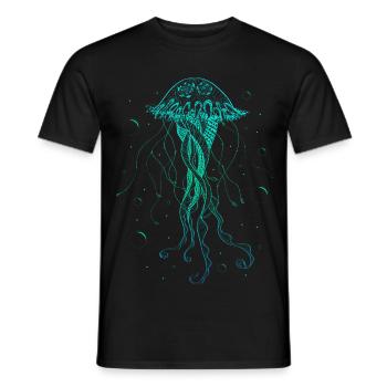 Qualle Meerestier Psychedelische Kunst Geschenk - Männer T-Shirt - Schwarz - Vorne - AI Model Male 178 light (178cm)