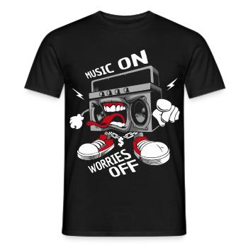 musique sur les soucis off - T-shirt homme - noir - Devant - AI Model Male 178 light (178cm)