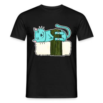 Katze Sushi Japanisch Essen Japan Katzenliebe - Männer T-Shirt - Schwarz - Vorne - AI Model Male 178 light (178cm)