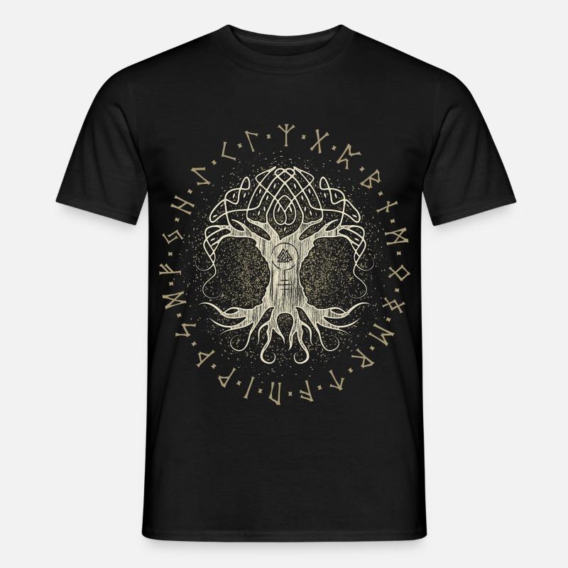 Ygdrassil Weltenbaum Baum des Lebens Valknut - Männer T-Shirt - Schwarz