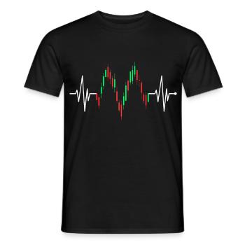 Trader Heartbeat Stocks ECG Stock Forex Trading - Men's T-Shirt - black - Front - AI Model Male 178 light (178cm)