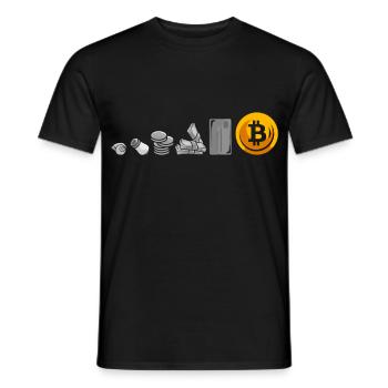 Evolution Of Money Geld Bitcoin Plan B Crypto - T-shirt homme - noir - Devant - AI Model Male 178 light (178cm)