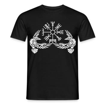 Weiße Krähen und Wikingerkompass - Männer T-Shirt - Schwarz - Vorne - AI Model Male 178 light (178cm)