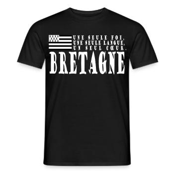 Gift idea Brittany. Proverb and Breton flag - Men's T-Shirt - black - Front - AI Model Male 178 light (178cm)