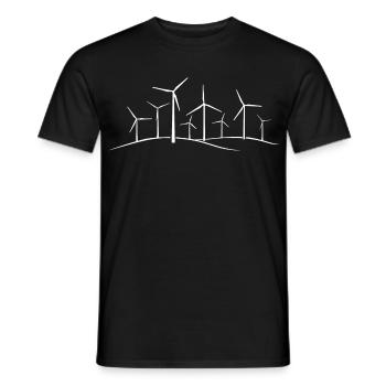 Éolienne, vent, énergie, windmill, parc éolien, - T-shirt homme - noir - Devant - AI Model Male 178 light (178cm)