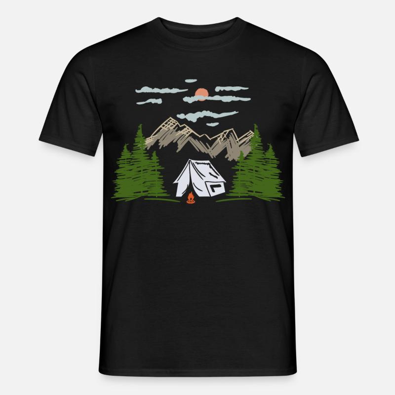 Camping Zelten Bergmotiv Geschenkidee - Männer T-Shirt - Schwarz