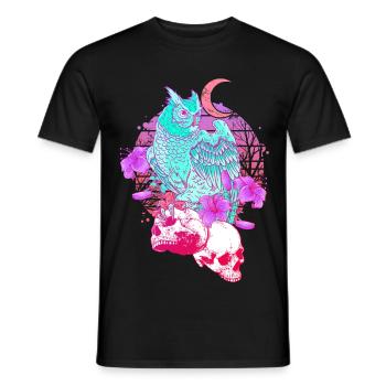 Pastel Goth Tête de mort Hibou Aesthetic Clothes lune - T-shirt homme - noir - Devant - AI Model Male 178 light (178cm)
