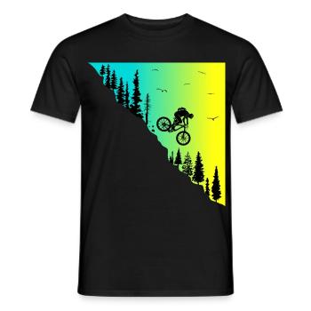mountainbike downhill action outdoor Fahrrad bike - Männer T-Shirt - Schwarz - Vorne - AI Model Male 178 light (178cm)